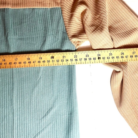 Ofeefan Pullover Peach & Teal Colorblock Knit Work Casual Top Size Large - Picture 10 of 11